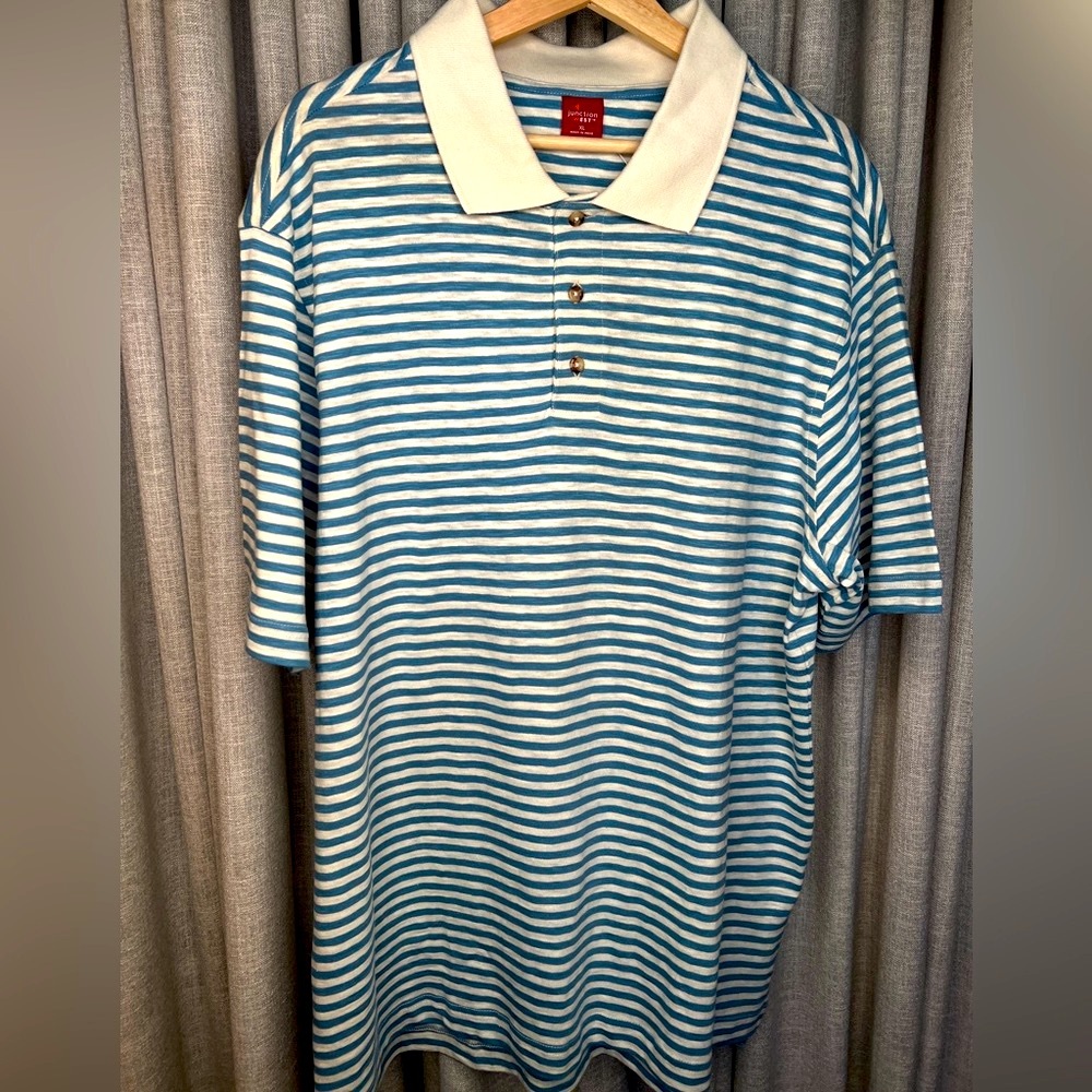 Men’s Junction West Blue Ivory Stripe Shirt Size XL NWT